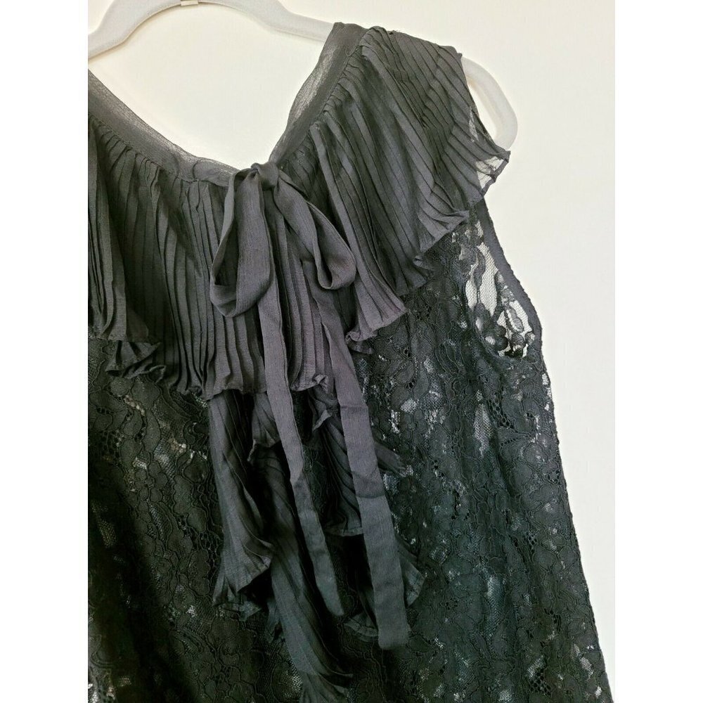 Tov Los Angeles Black Lace Ruffle Sleeveless V-Neck Mini Short Dress 38 Small - Picture 5 of 8